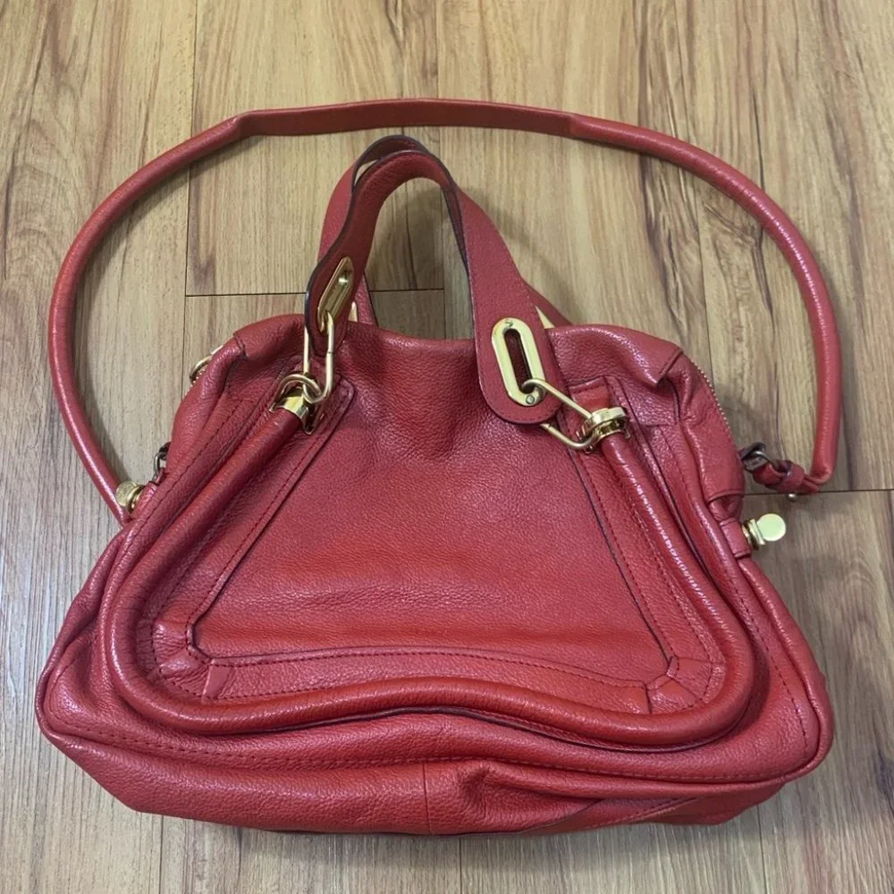 Chloé Paraty Shoulder Red Leather Bag